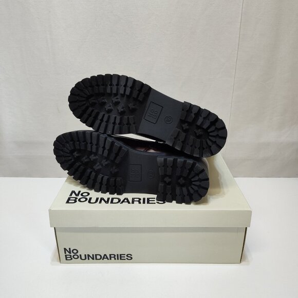 No Boundaries Knit Combat Boots US 10 Burgundy Lace Up Inside Zipper Memory Foam - Picture 5 of 7